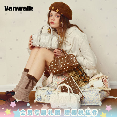 VANWALK/出走女生波点波士顿包包
