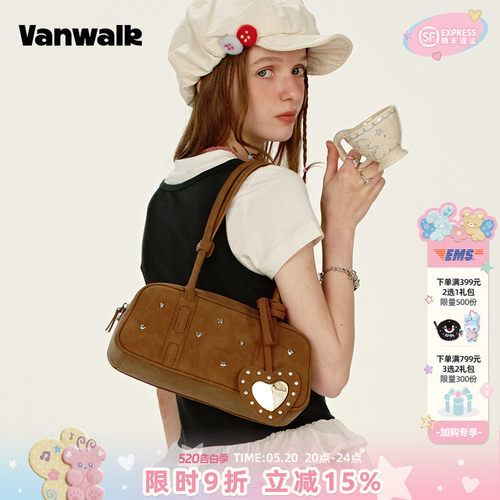 VANWALK/出走小众设计铆钉法棍包