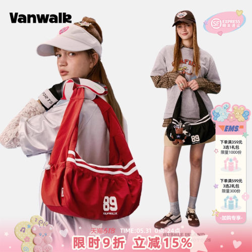 vanwalk/出走美式复古单肩饺子包