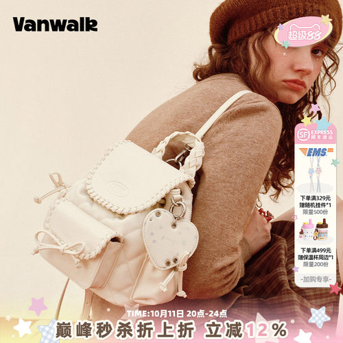 VANWALK/出走小众波点女生双肩包