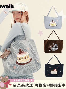 VANWALK手账屋 新款大容量手提单肩妈咪包女休闲通勤帆布袋托特包
