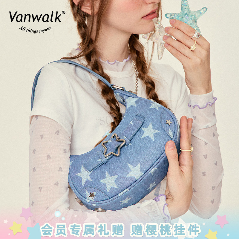 VANWALK 美式少女小众设计星星手提单肩包休闲百搭出游逛街腋下包图片