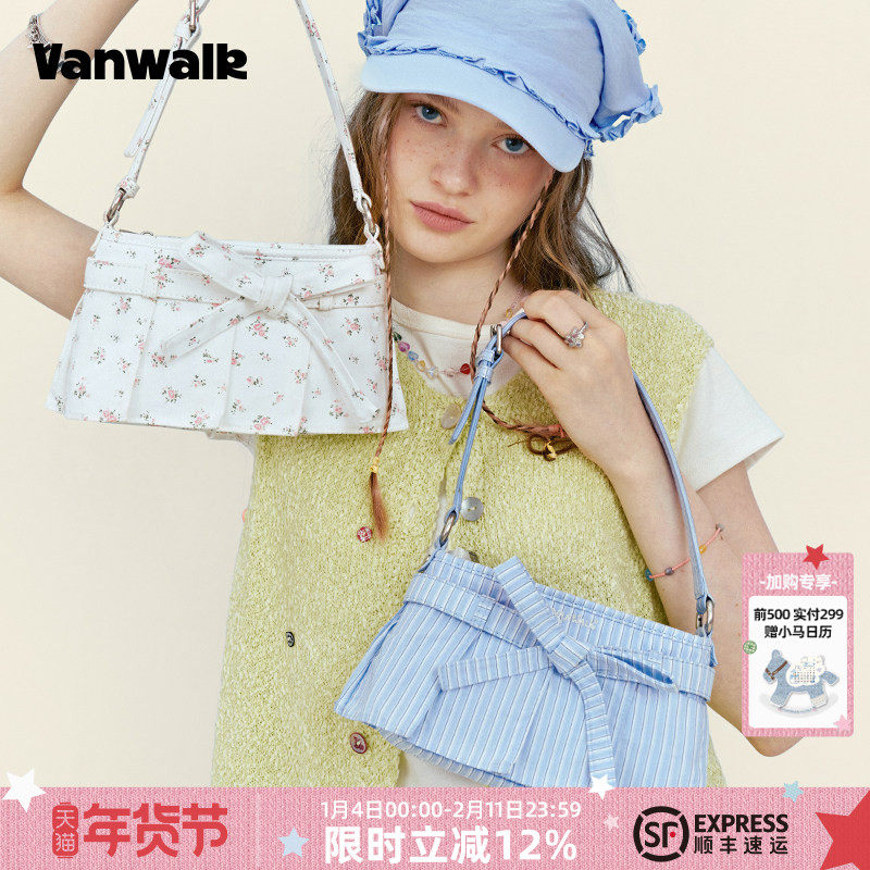VANWALK 新款Starry小众蝴蝶结碎花ins手提腋下包单肩斜挎包女生,箱包皮具/热销女包/男包,腋下包,淘宝优惠券,粉丝福利购,淘宝优惠卷