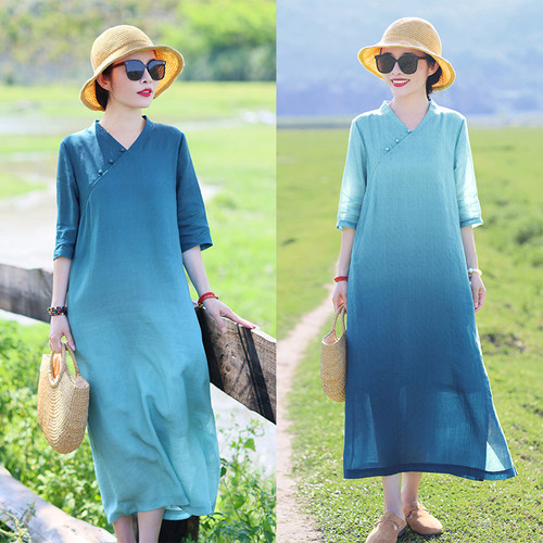 千里江山青绿十木米原创苎麻