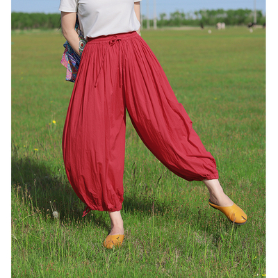 松紧腰文艺百搭九分裤灯笼裤