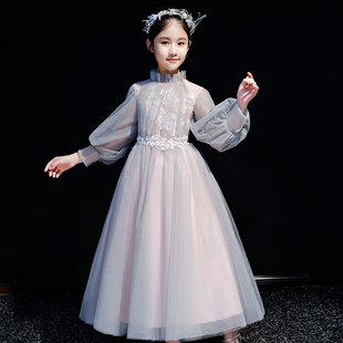 中大童礼服少女小主持人钢琴演出服生日公主裙儿童婚纱小伴娘婚礼
