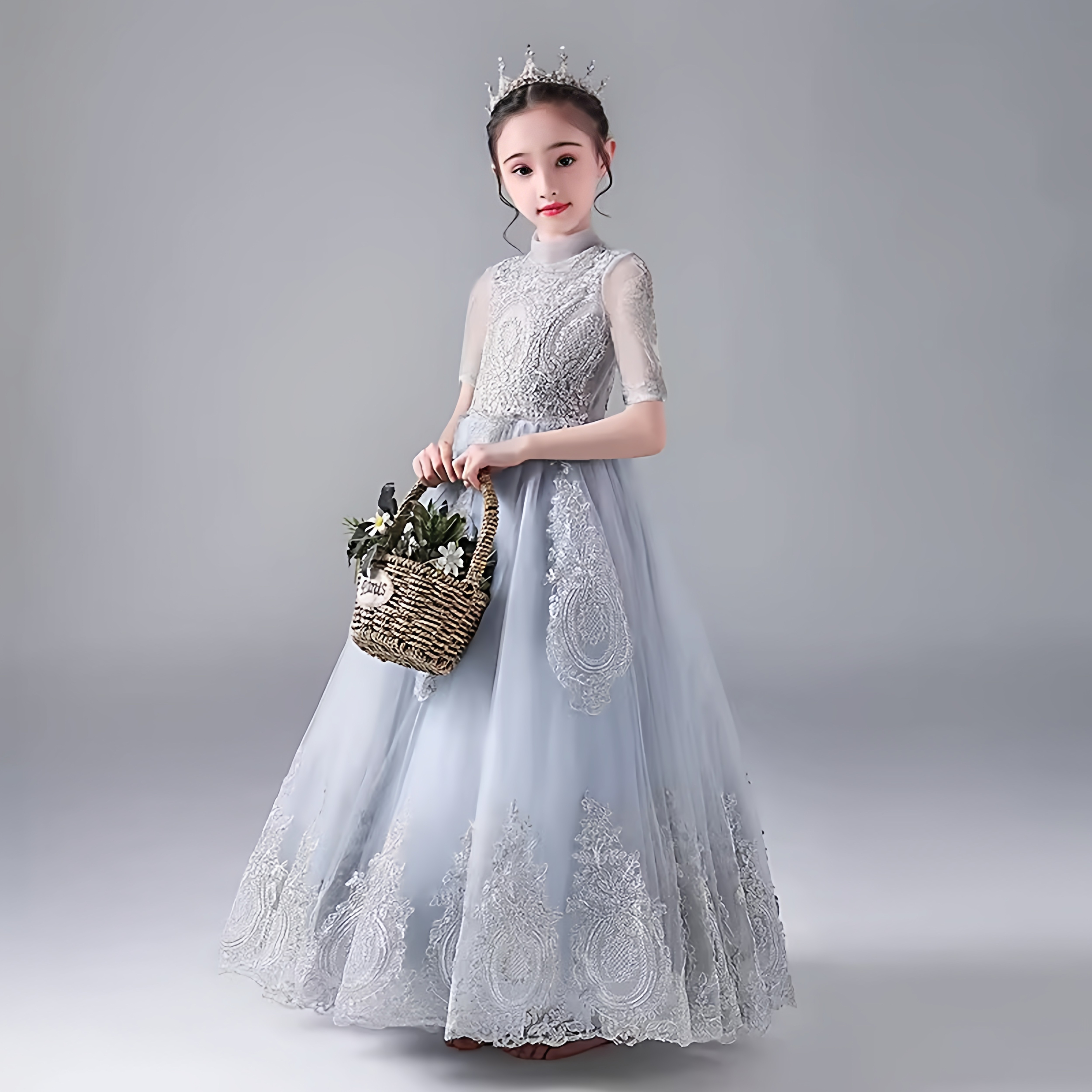 大童加大码婚纱礼服女2026生日礼物小提琴蓬蓬纱裙花童钢琴表演服