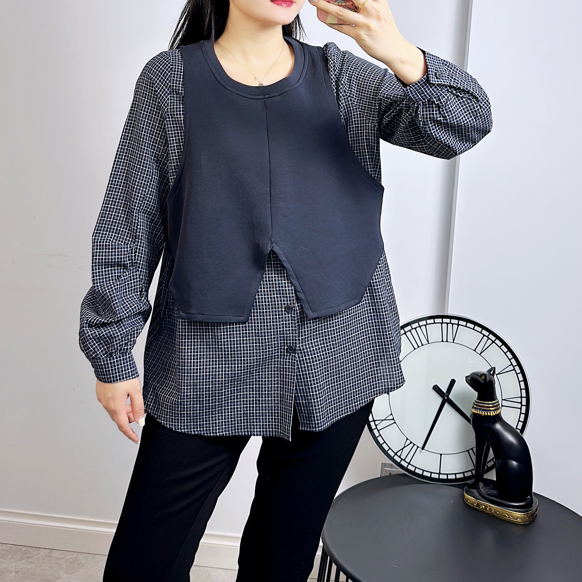 1165珂颖2025冬季新款大码女装显瘦上衣衬衫百搭打底衫时尚卫衣