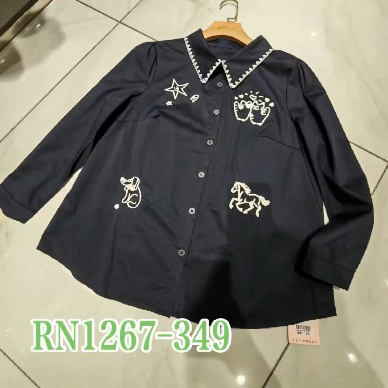 1267芮娜依莲2026春新款加肥加大码女装通勤立体剪裁刺绣衬衣衬衫