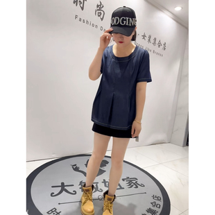 立体剪裁天丝牛仔T恤小衫 女装 加肥加大码 3286女权贵族2026夏新款