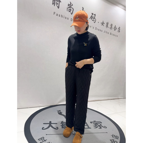 芮娜依莲3748秋冬新款加肥加大码女装胖妹妹显瘦减龄二棉棉裤女裤