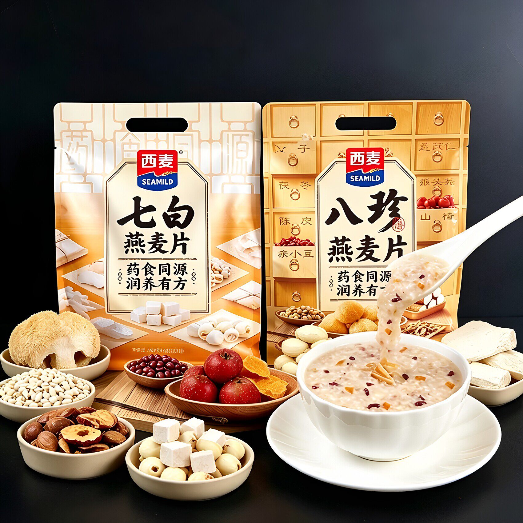 西麦八珍燕麦片袋装450g冲饮麦片陈皮山药送长辈营养早餐代餐