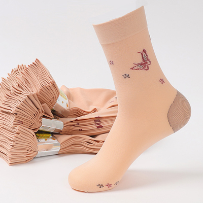 松口带后跟中老年人短丝袜