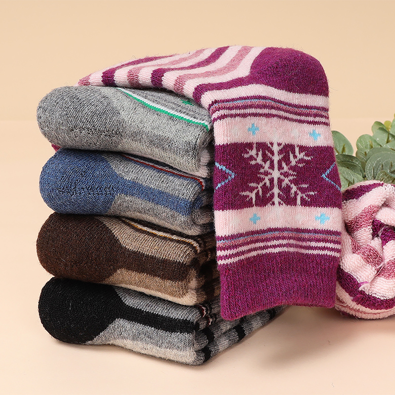 老人羊毛妈妈奶奶款松口中年袜子