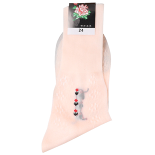 上海锦纶丝袜女夏天老式宽口袜子老年人松口袜薄款雕花丝光大小码