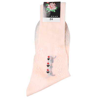 上海锦纶丝袜女夏天老式宽口袜子老年人松口袜薄款雕花丝光大小码