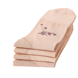 妈妈丝袜夏季短袜优质防勾丝中筒袜中老年奶奶松口薄款爱心袜子女