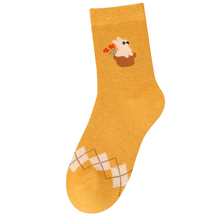 厚袜子女秋冬季加绒款保暖毛巾中筒袜冬季长款棉袜女士月子袜产后