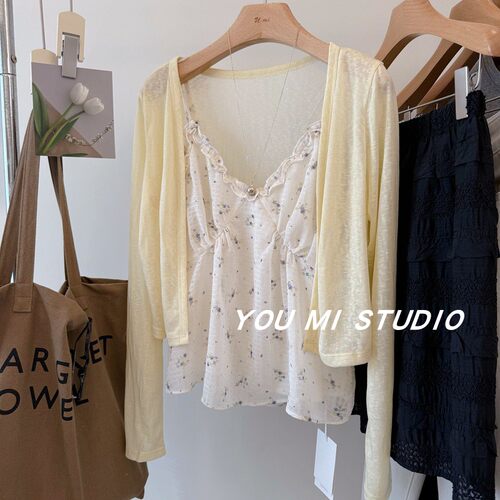 甜美碎花＋披肩莱赛尔上衣套装女