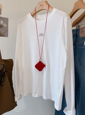 ebony eyes韩国100棉 简约字母印花柔软舒适圆领打底T恤女宽松tee