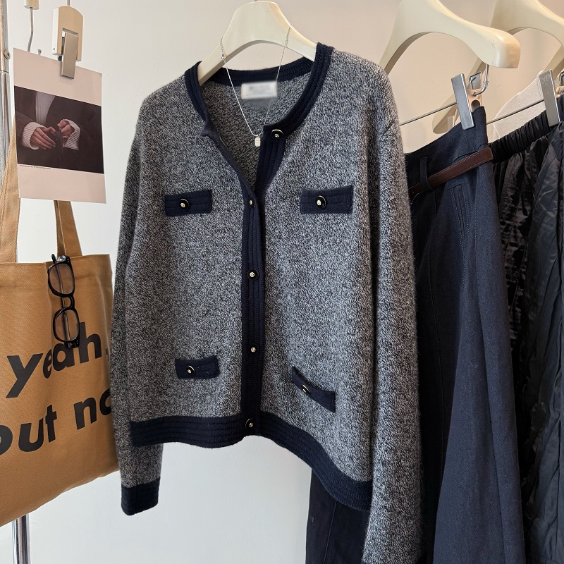 法式气质小香风软糯花线羊绒开衫