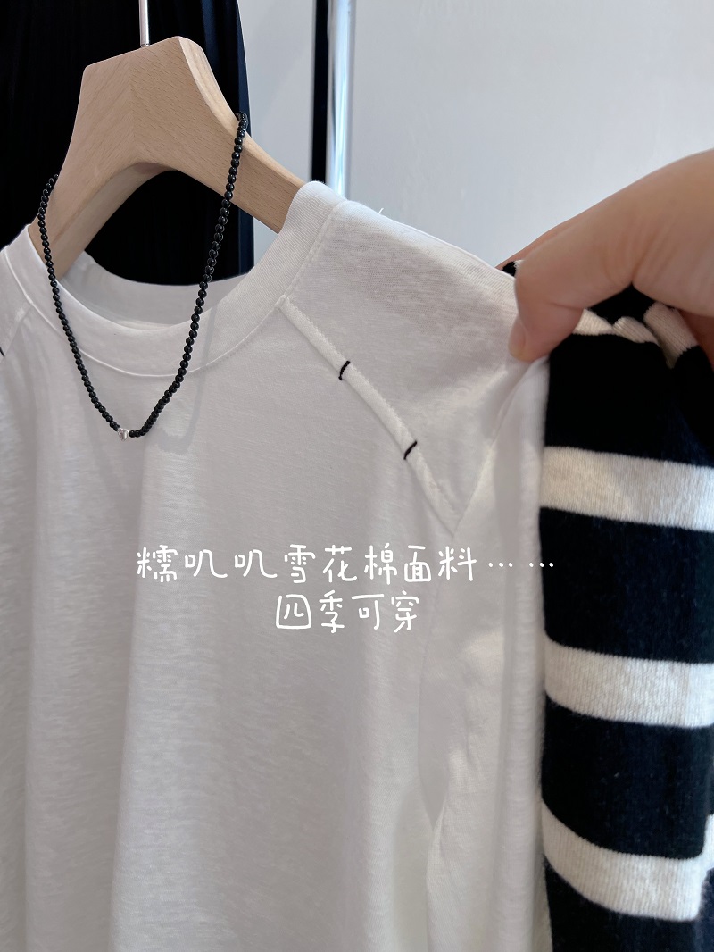 韩版薄款刺绣雪花棉女软糯糯t