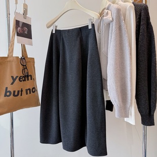 立体裁剪巨遮跨a字大摆伞裙 山羊绒 毛呢中长裙 桑蚕丝 藏肉显瘦