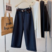 型绝绝子 三色自卷边 显瘦宽松插袋直筒加厚牛仔裤 裤 休闲九分裤