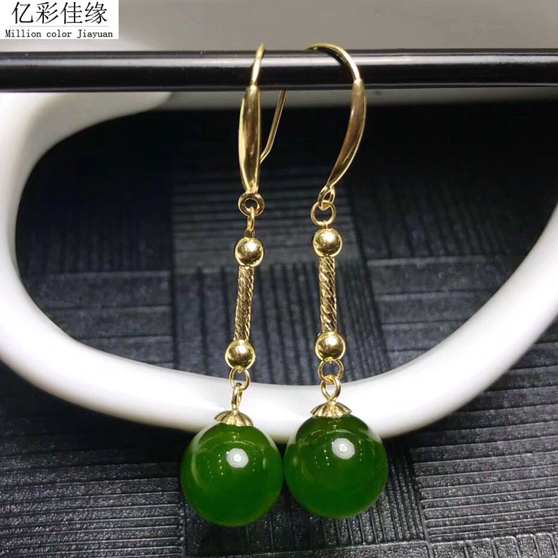 碧玉菠菜绿宝石玫瑰金日韩风耳勾
