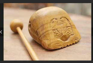 小木鱼和尚寺庙过家家乐器12公分15公分双环双鱼木质 fish Wooden