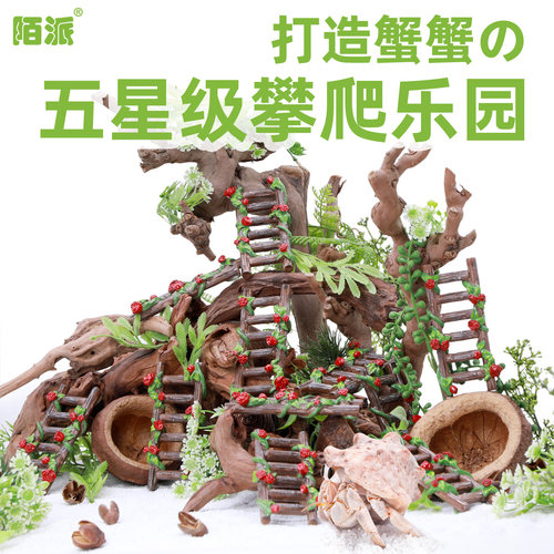 寄居蟹森系攀爬梯子～多风格玫瑰树脂爬梯百搭造景水盆蜕皮桶搭档