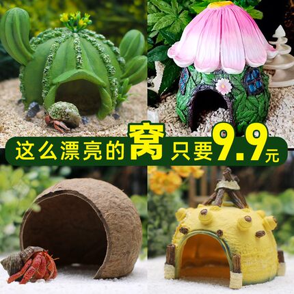 寄居蟹躲避屋窝～小房子攀爬减压洞穴多尺寸可选大小号造景