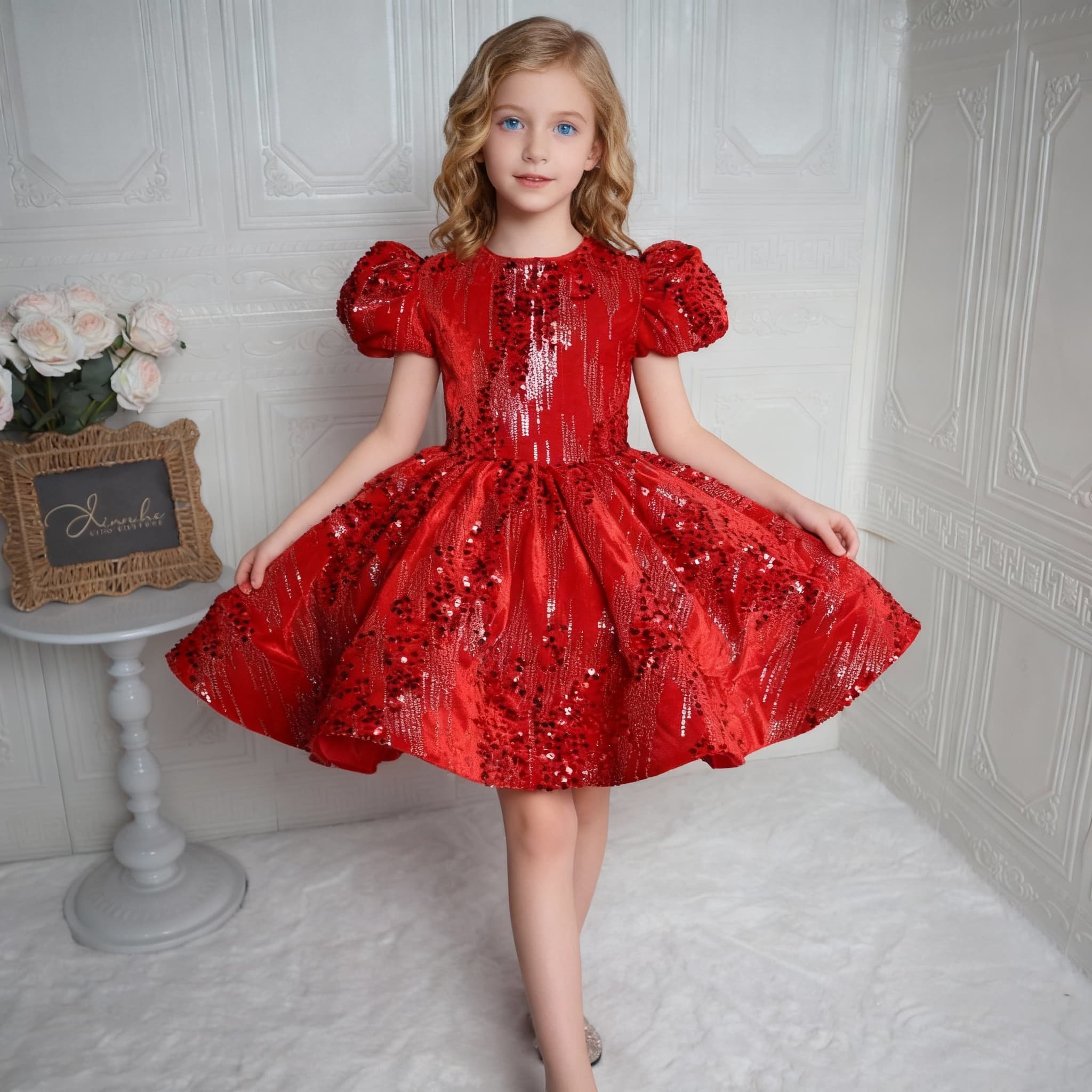 欣入荷红色亮片泡泡袖公主裙女童节日庆典演出服蓬蓬裙儿童礼服潮,童装/婴儿装/亲子装,儿童礼服,淘宝优惠券,粉丝福利购,淘宝优惠卷