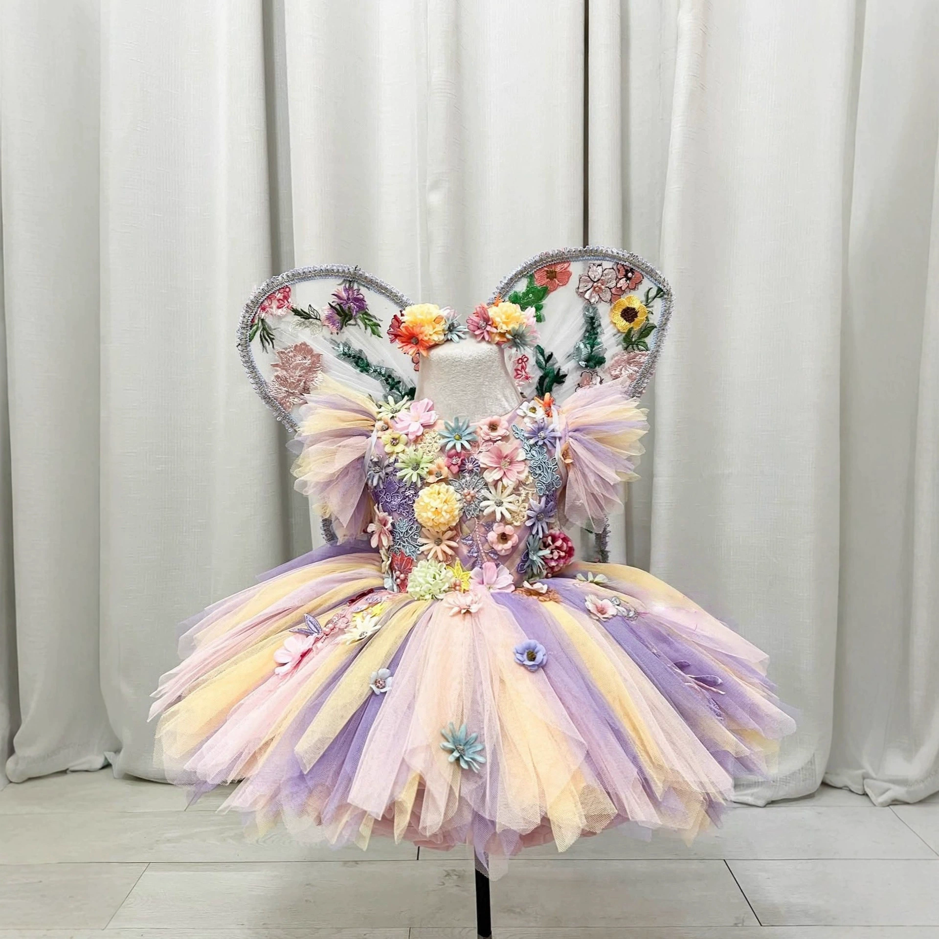 蝴蝶春日花园花仙子儿童礼服