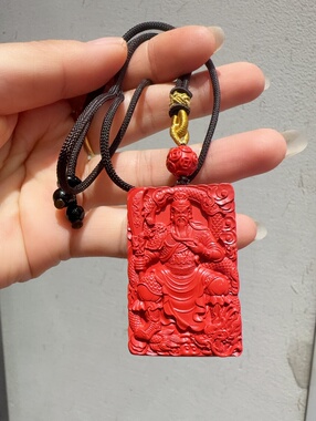 天然朱砂红砂水飞砂关公关二爷小号吊坠挂件钥匙扣挂件挂本命年款