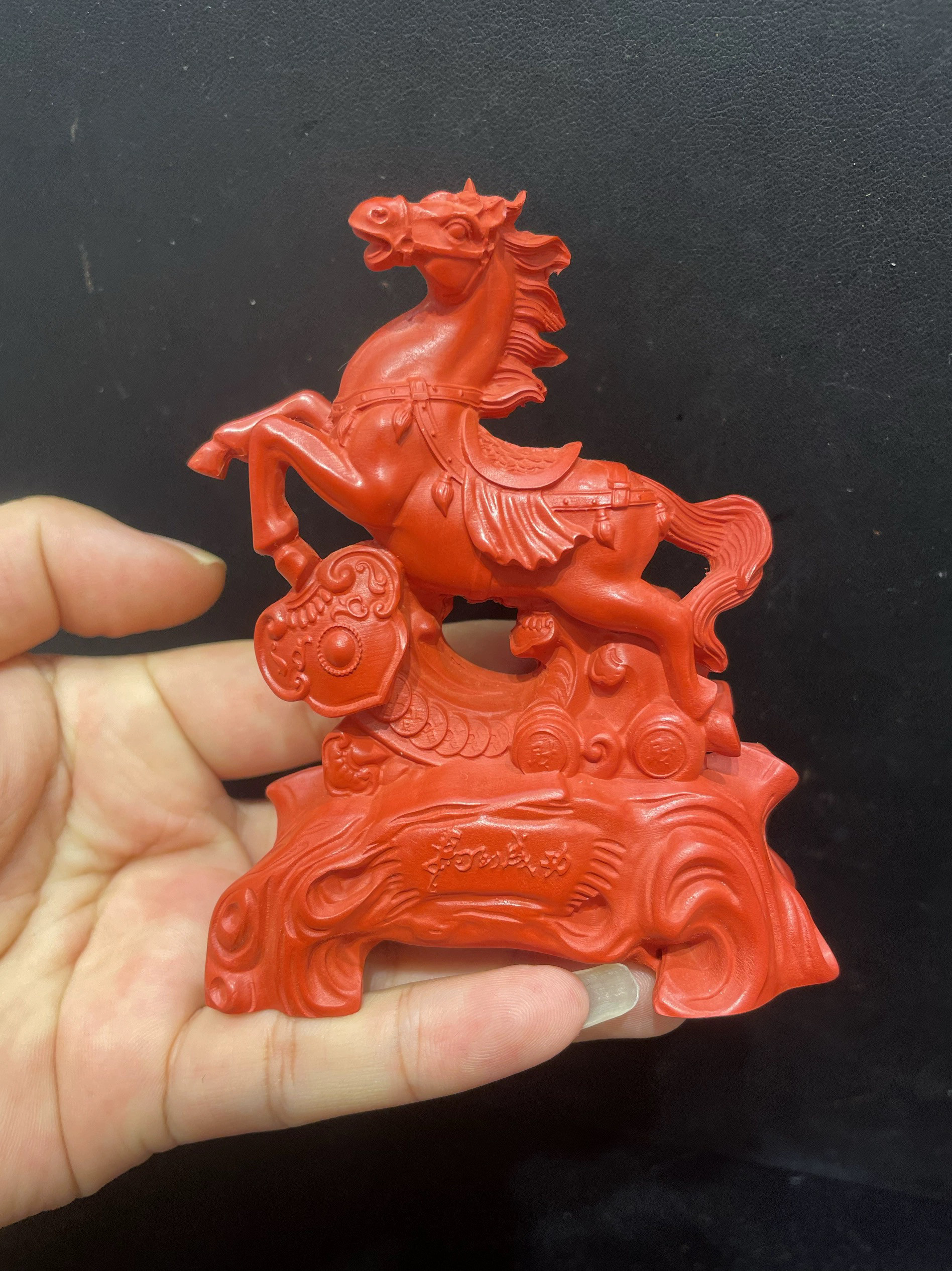 朱砂保真精品红砂马摆件马到成功办公室家中居家用品如意宝马高含