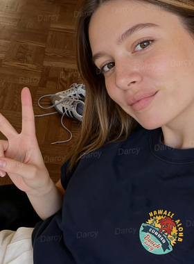 美式复古加州洛杉矶松弛chill慵懒度假椰树阳光徽章不费力穿搭T恤