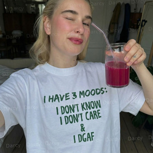 美式复古三种心情MOOD我不在乎DGAF字母态度slogan趣味减龄insT恤