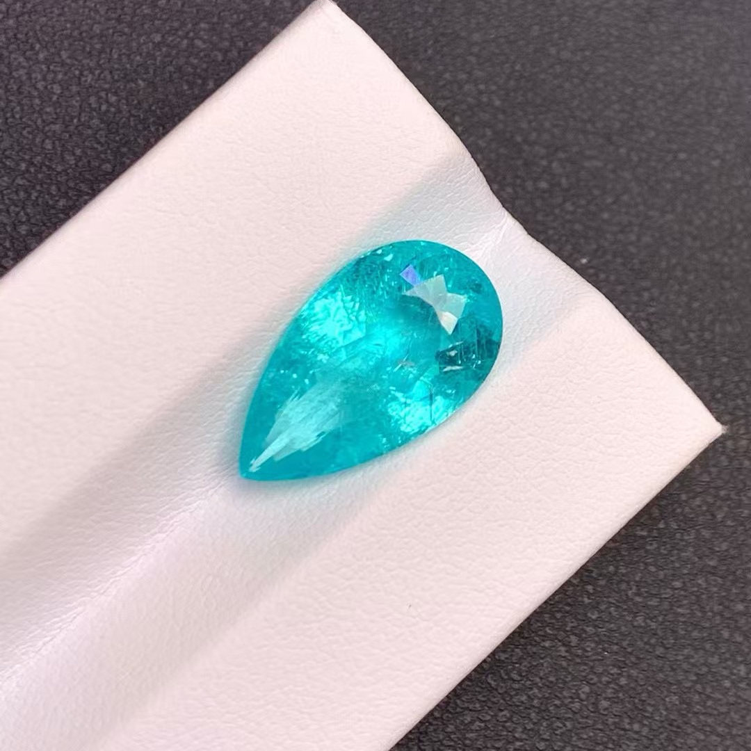 7.78克拉天然帕拉伊巴霓虹蓝碧玺水滴形珠宝裸石AIGS证书彩宝精品