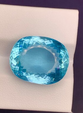 19.28克拉天然圣玛利亚色海蓝宝石裸石吉尔德认证彩宝精品椭圆形