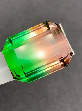 32.52克拉天然精品西瓜碧玺戒面裸石公主方晶体干净珠宝精品彩宝