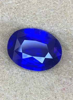 色标级5.62克拉天然蓝宝石明亮皇家蓝色彩宝戒面裸石GUILD认证