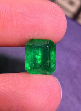 高性价比4.01克拉天然祖母绿戒面公主方精切珠宝裸石vividgreen