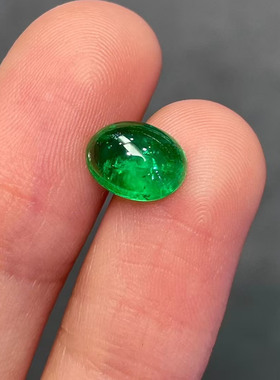 1.59克拉天然祖母绿素面绿宝石精切工vividgreen玻璃体GUILD证书