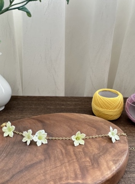 暖暖家手工微钩毛线花朵手链成品
