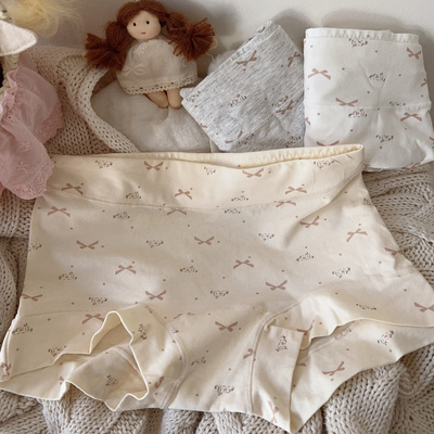 「兔兔平角裤」韩系小印花BM收腹防走光内裤中高腰加长纯棉裆弹力