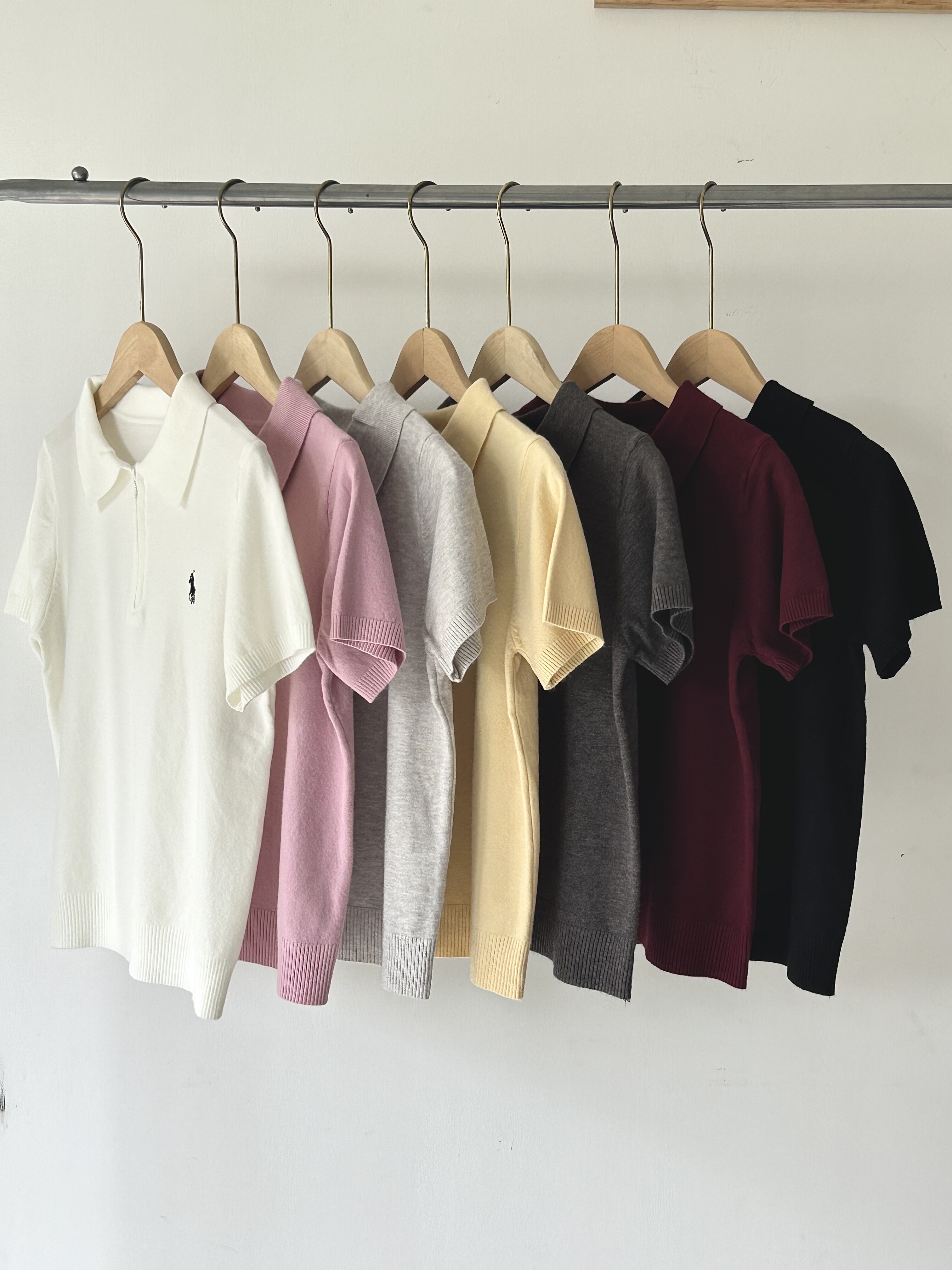 捡漏公司订单！新款时尚polo领翻领拉链设计短袖T恤女上衣减龄