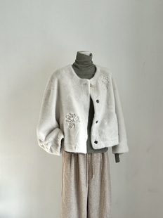 捡漏福利款～新款皮草外套女短款小个子仿水貂毛皮毛一体麂皮外套