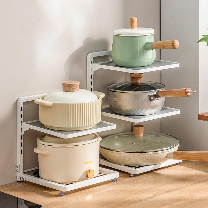 铁艺烤漆简约多层可调节锅具架子