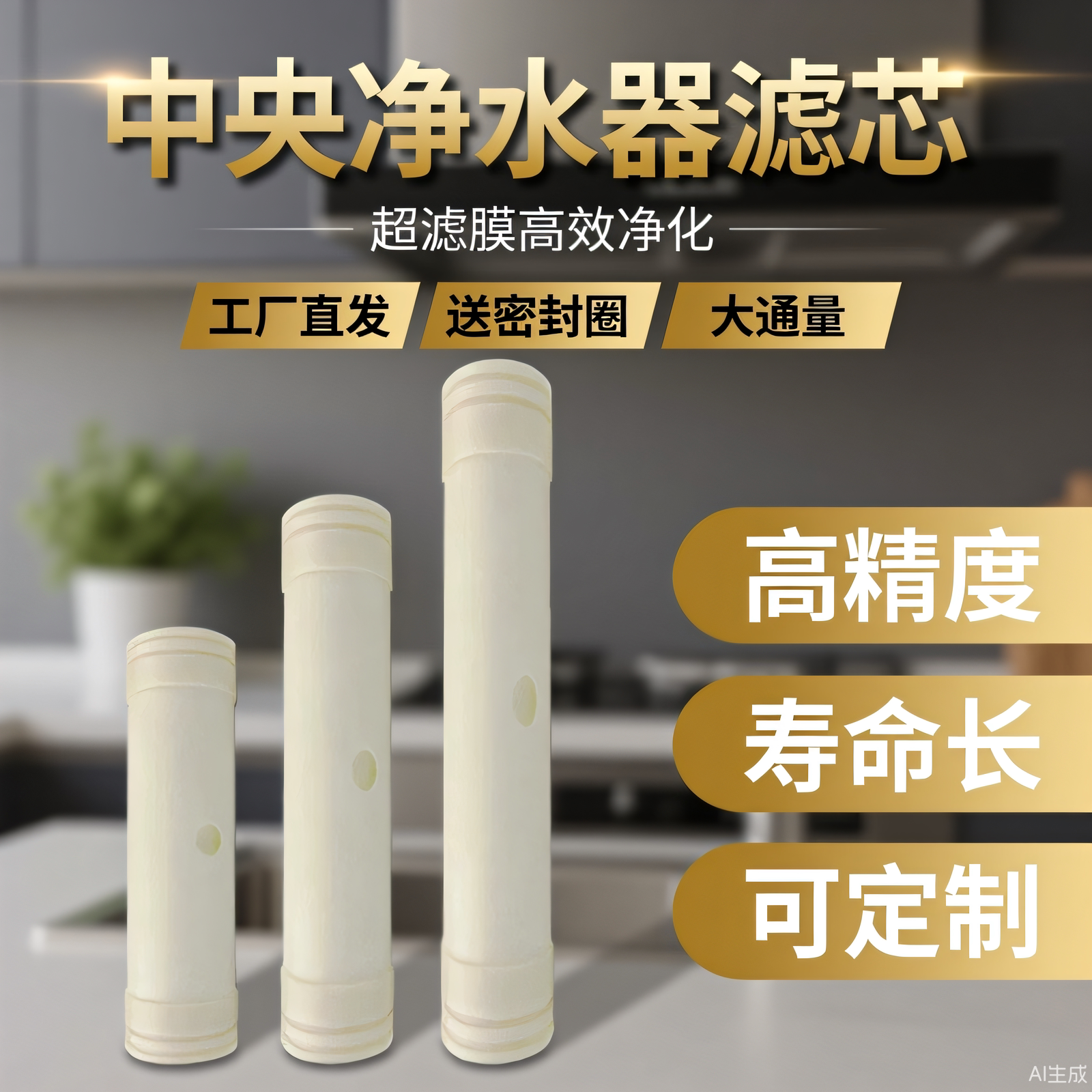 佰佳山泉家用超滤膜中空纤维PVC不锈钢净水器通用滤芯80直径95系